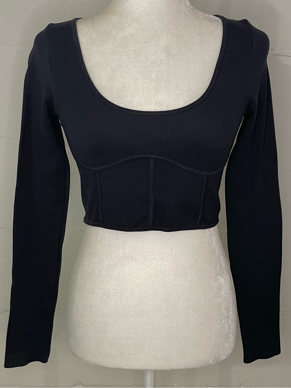 Garage Black Long-Sleeve Scoop Crop Top